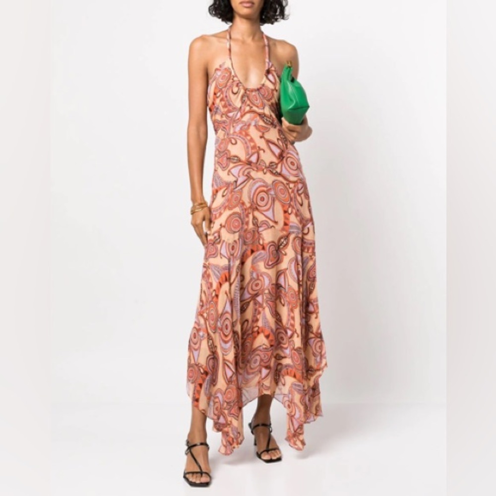 NWT ALC Amina Printed Halter Midi Dress